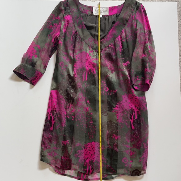 COPY - Rory Beca Silk Shirt Dress in size S, Half Sleeves V Scoop neckline, G… - Picture 12 of 13